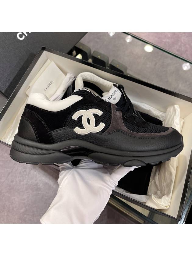 Men s CC Cruise Sneakers Black Mesh Calfskin White Logo - CHANEL - BALAAN 1