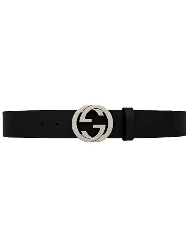 Interlocking G Silver Buckle Leather Belt Black - GUCCI - BALAAN 2