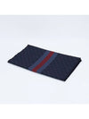 GG three stripes wool silk muffler navy - GUCCI - BALAAN.