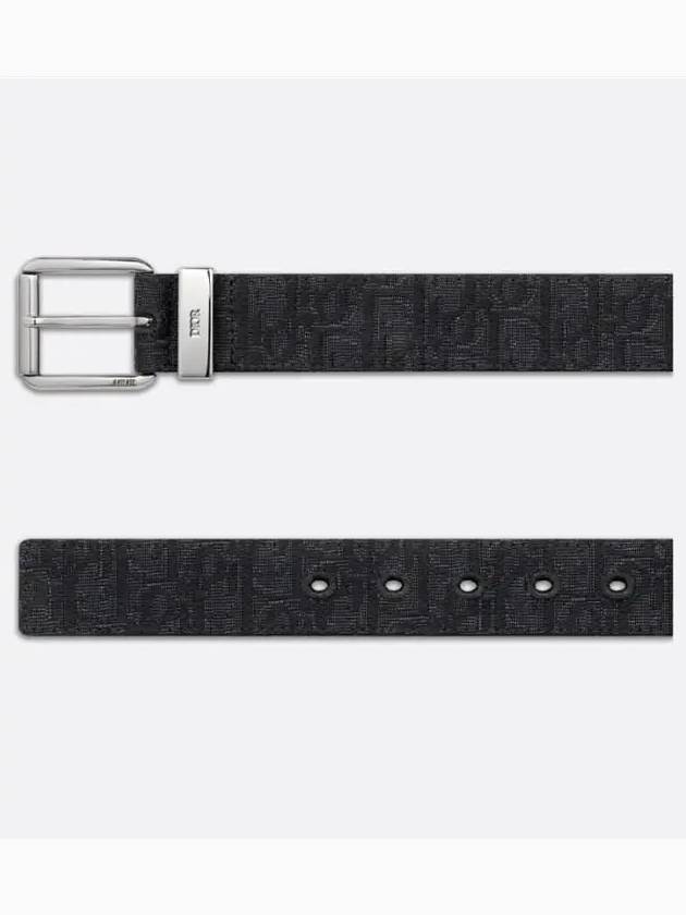 Logo Jacquard Leather Belt Black - DIOR - BALAAN 4