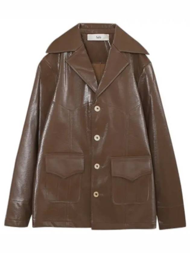 Seper JULES Jacket VINYL Brown Jules Vegan Leather Jacket - SEFR - BALAAN 1