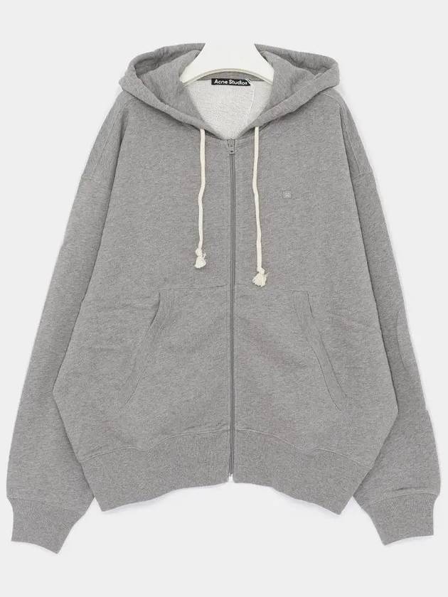 Face Logo Applique Zip-Up Hoodie Grey - ACNE STUDIOS - BALAAN 2