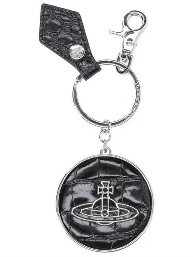 ORB Logo Charm Crocodile Skin Metal Key Holder Black - VIVIENNE WESTWOOD - BALAAN 1