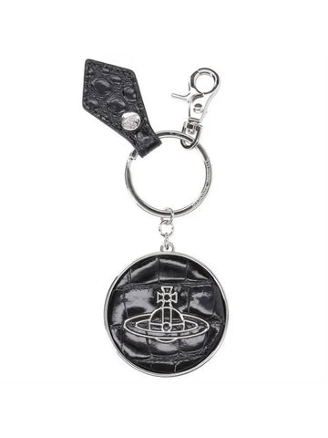 ORB Logo Charm Crocodile Skin Metal Key Ring Black - VIVIENNE WESTWOOD - BALAAN 1