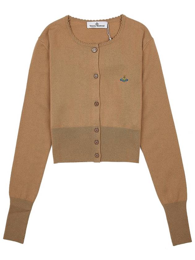 Bea ORB Embroidered Logo Crop Cardigan Brown - VIVIENNE WESTWOOD - BALAAN 2