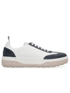 Calf Suede Cable Knit Low Top Sneakers White Navy - THOM BROWNE - BALAAN 2