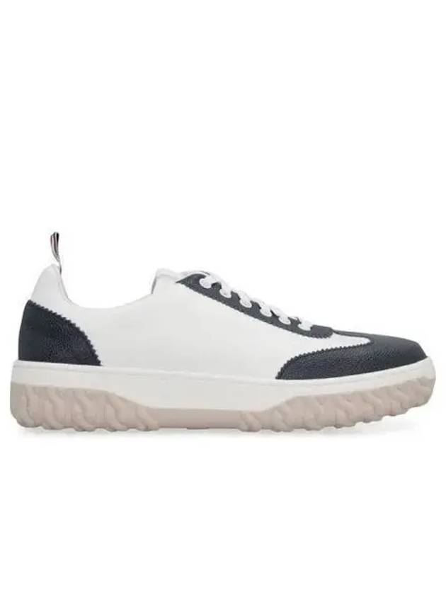 Calf Suede Cable Knit Low Top Sneakers White Navy - THOM BROWNE - BALAAN 2