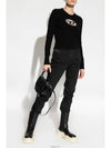 M-Areesa Jumper Embroidered Cut-Out Logo Knit Top Black - DIESEL - BALAAN 4