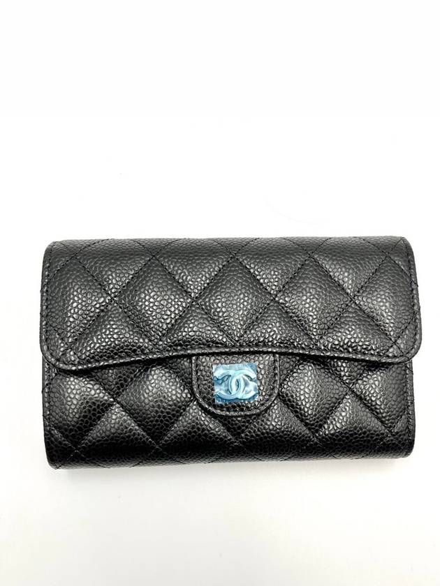 Classic Flap Wallet Grained Calfskin & Silver Black - CHANEL - BALAAN 2