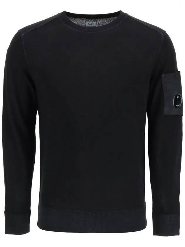 Merino Wool Plain Knit Top Black - CP COMPANY - BALAAN 1