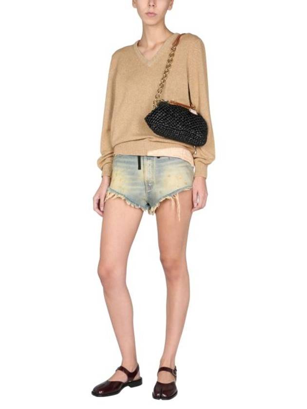 Back Stitch V-neck Wool Cashmere Knit Top Beige - MAISON MARGIELA - BALAAN 4