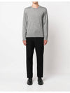 Intarsia Stitch Crew Neck Merino Wool Knit Top Light Grey - THOM BROWNE - BALAAN 6