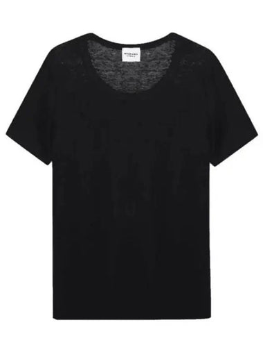 Kiliann Linen Short Sleeve T-Shirt Black - ISABEL MARANT - BALAAN 1