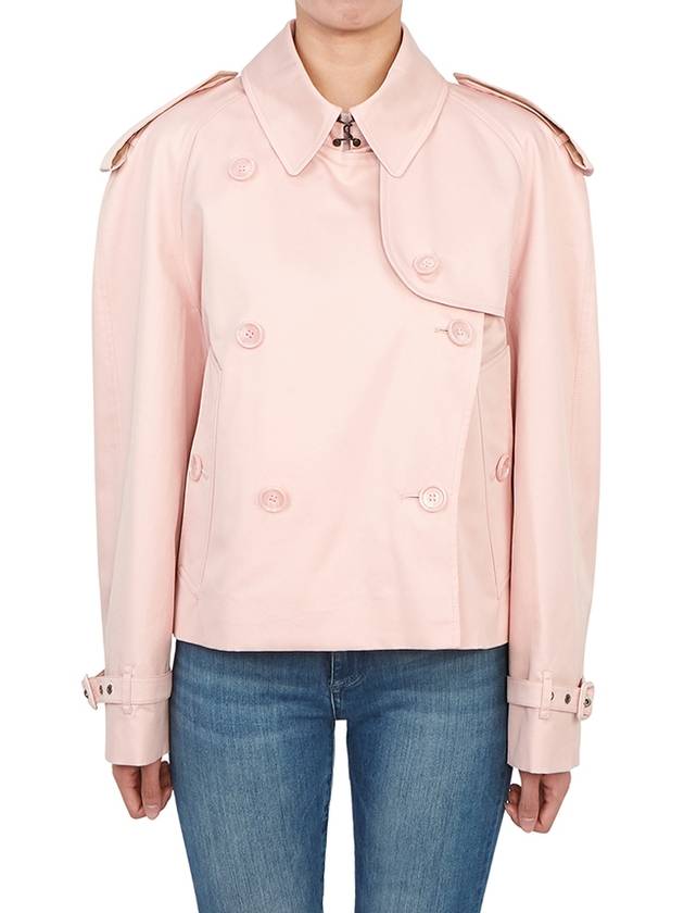 Cotton Gabardine Cropped Trench Coat Pink - BURBERRY - BALAAN 4