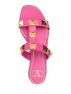 Women's Leather Roman Studded Flat Slippers Pink - VALENTINO - BALAAN 3