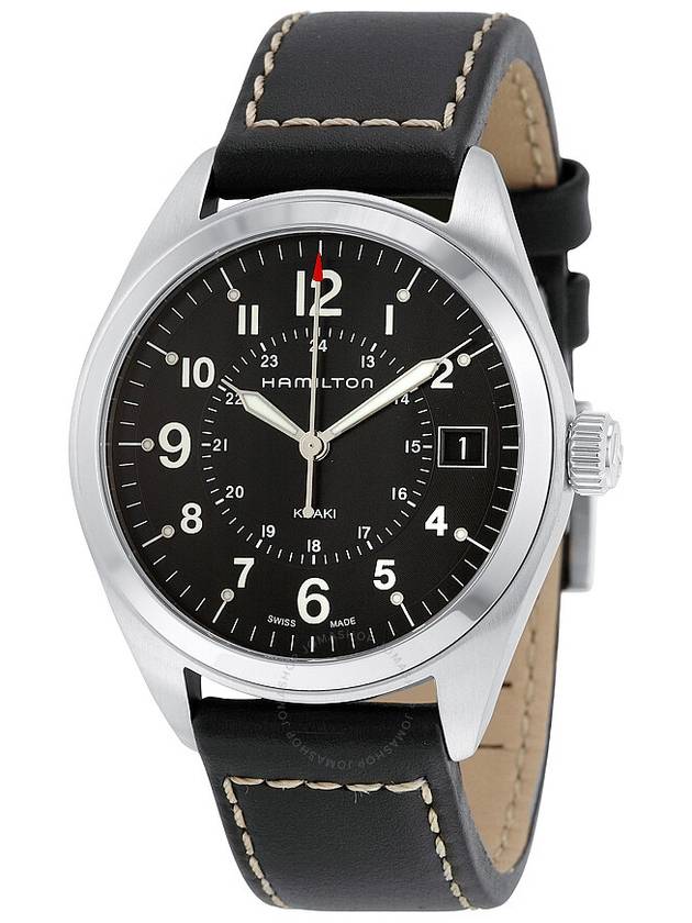 Khaki Field Quartz Leather Watch Black - HAMILTON - BALAAN 2