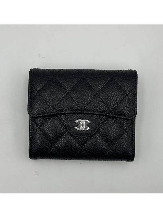 Classic Small Flap Wallet Grained Calfskin Silver Metal Black AP0231 - CHANEL - BALAAN 2