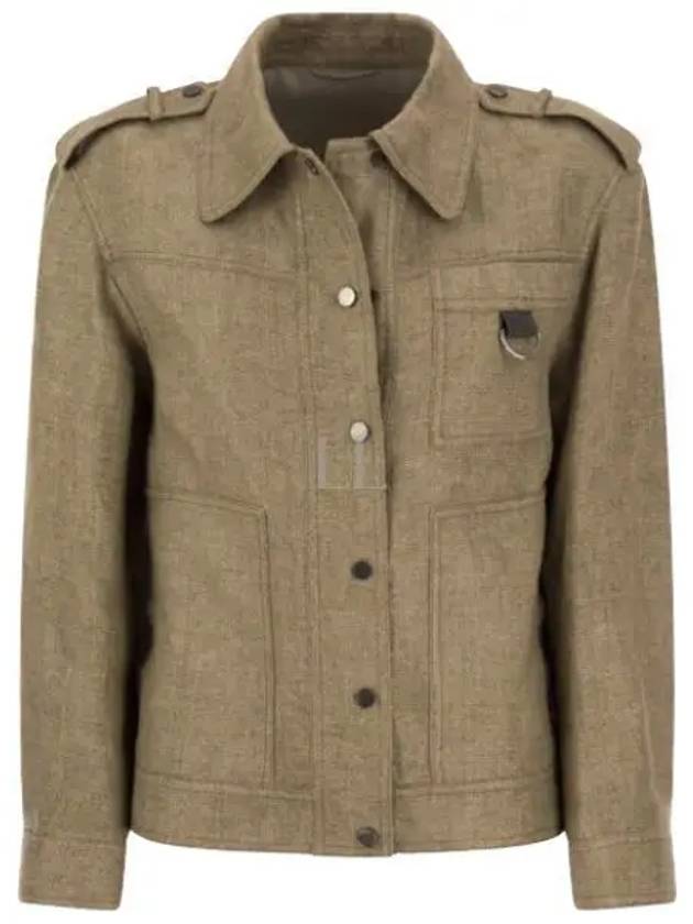 Linen Blend Shirt Jacket Beige - BRUNELLO CUCINELLI - BALAAN 2