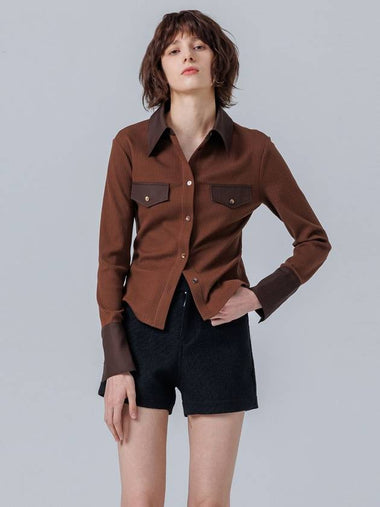 FLAP SHIRTBROWN PC23SH01BR - PAGE STUDIO - BALAAN 1