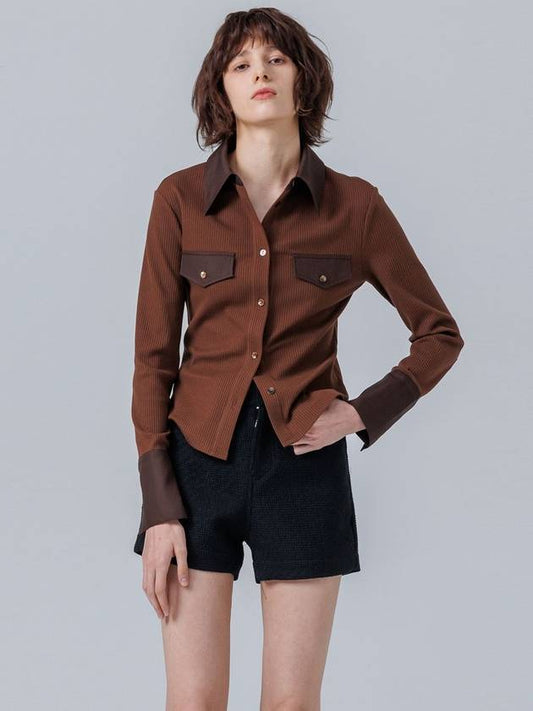 FLAP SHIRTBROWN PC23SH01BR - PAGE STUDIO - BALAAN 1