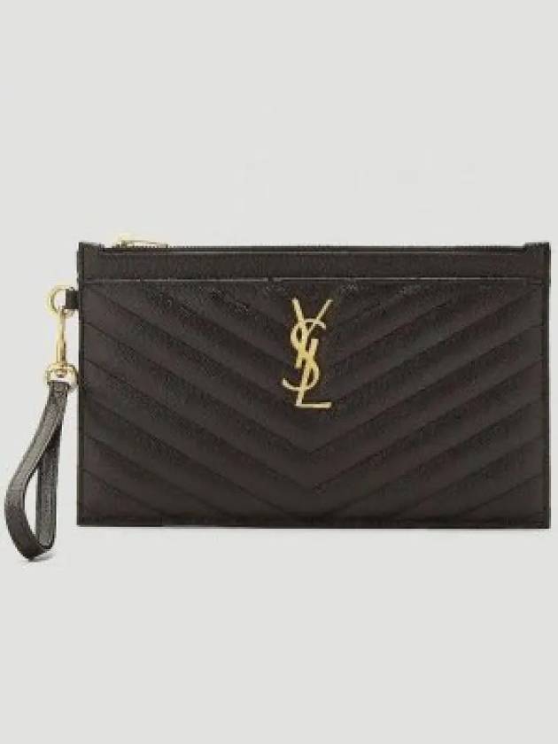 Cassandre Matelasse Large Zipped Clutch Bag Black - SAINT LAURENT - BALAAN 2