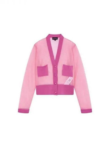 Women s Patch Pocket Mesh Cardigan Dark Pink 270232 - EMPORIO ARMANI - BALAAN 1