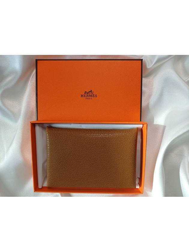 Calvi Card Holder Shamkilla Goatskin Palladium Hardware Bronze Dor H078382CKU8 - HERMES - BALAAN 7