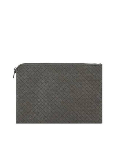 Intrecciato Weaving Zipper Medium Clutch Bag Brown - BOTTEGA VENETA - BALAAN 2