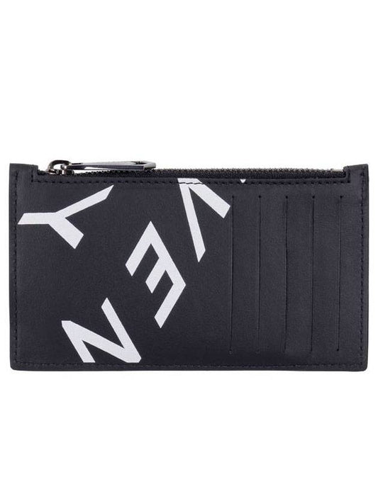 Logo Printed Leather Zipper Card Wallet Black - GIVENCHY - BALAAN 1