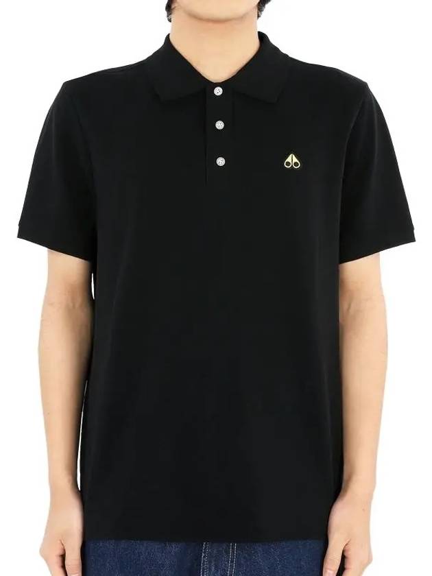 Men's Logo Patch Short Sleeve Polo Shirt Black - MOOSE KNUCKLES - BALAAN 3