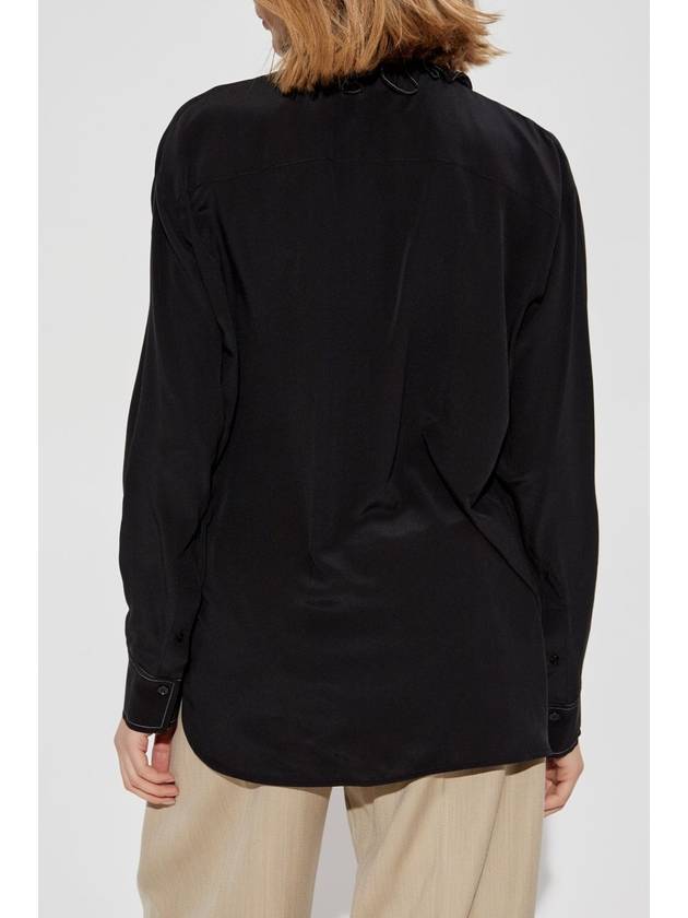 Victoria Beckham Silk Shirt With Ruffles, Women's, Black - VICTORIA BECKHAM - BALAAN 4