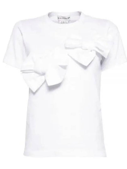 Ribbon Cotton Short Sleeve T-Shirt White - COMME DES GARCONS - BALAAN 2