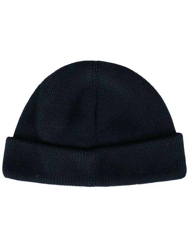 Logo Patch Knit Beanie Navy - STONE ISLAND - BALAAN 3