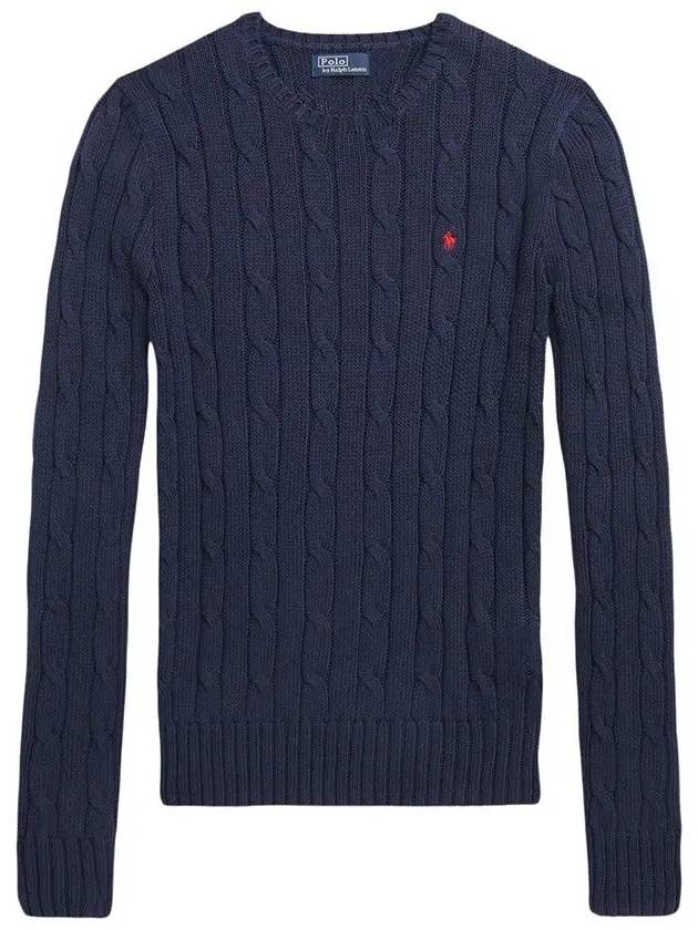 Embroidered Logo Pony Cable Knit Top Navy - POLO RALPH LAUREN - BALAAN 2