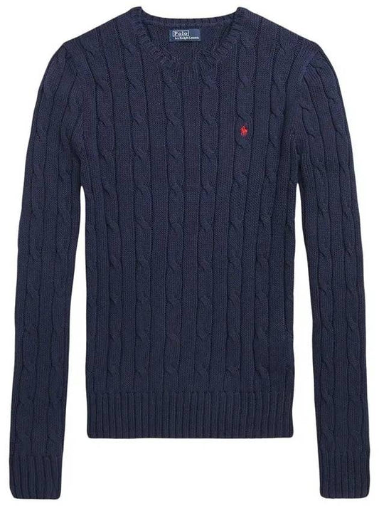 Embroidered Logo Pony Cable Knit Top Navy - POLO RALPH LAUREN - BALAAN 2