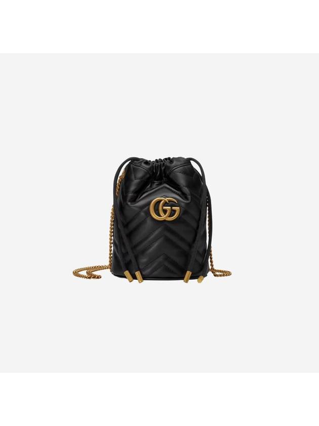 GG Marmont Gold Chain Mini Bucket Bag Black - GUCCI - BALAAN 2