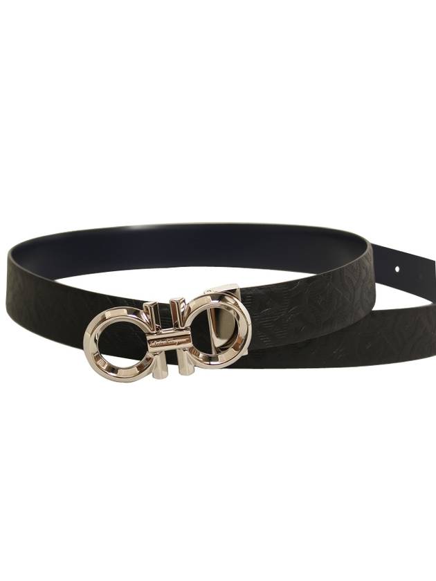 Gancini Buckle Reversible Leather Belt Navy Black - SALVATORE FERRAGAMO - BALAAN 4