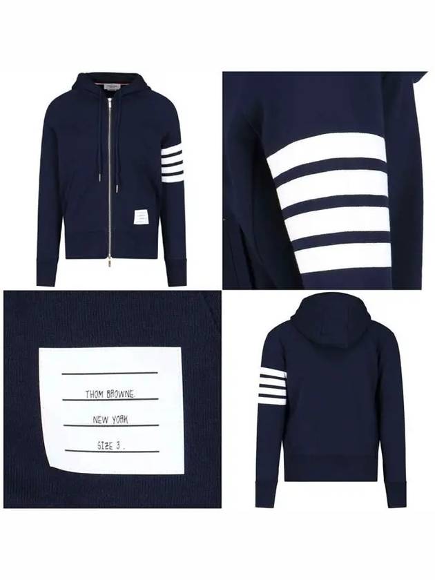 Engineered 4 Bar Diagonal Zip Up Hoodie Navy - THOM BROWNE - BALAAN 5