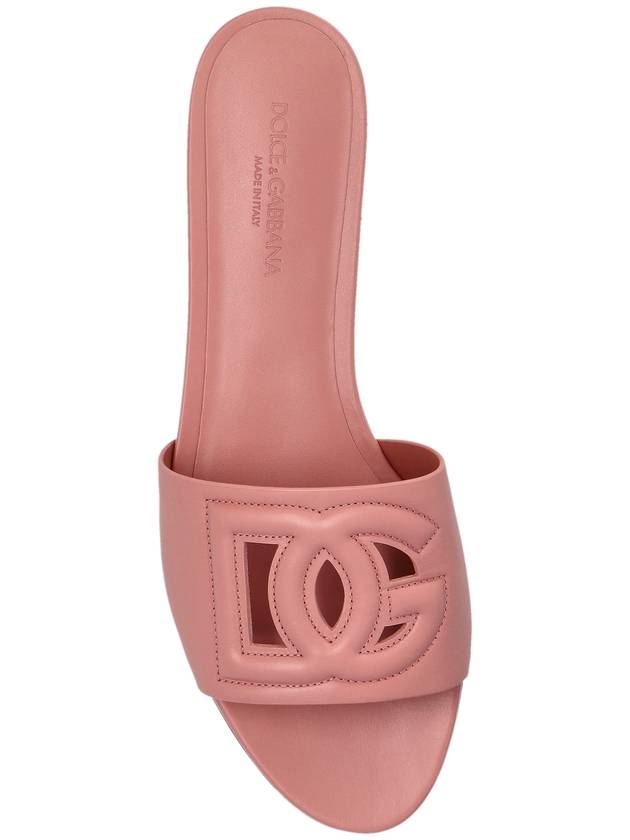 Dolce & Gabbana Leather Slides With Logo, Women's, Pink - DOLCE&GABBANA - BALAAN 6