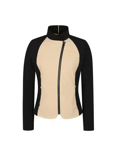 Women's Diagonal Zip Up Jacket Beige Black - TAYLORMADE - BALAAN 1