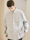 Utility Curve Pocket Oxford Long Sleeve Shirt Sand Grey - KND - BALAAN 4