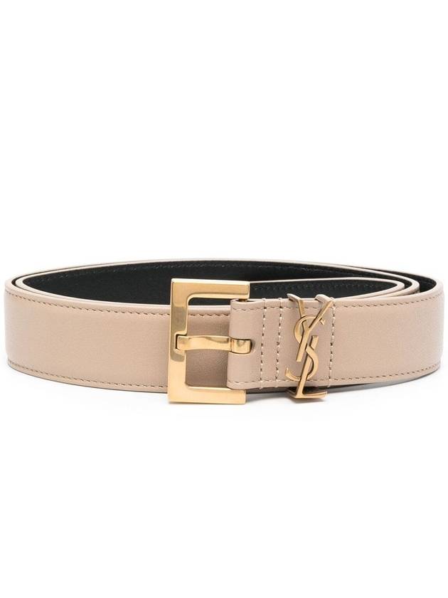 Monogram Buckle Leather Belt Pink - SAINT LAURENT - BALAAN 2