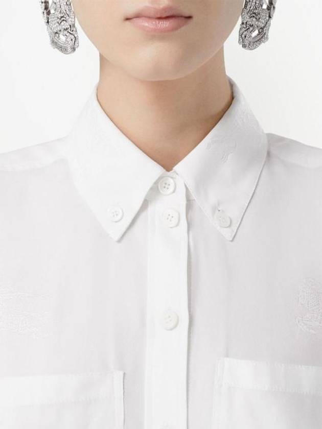 Women's EKD Jacquard Oversized Silk Shirt Optic White - BURBERRY - BALAAN 7