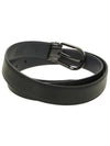 Horseshoe silver buckle double sided leather belt black blue - MONTBLANC - BALAAN 4