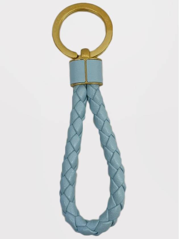 Intrecciato Lambskin Key Holder Light Blue - BOTTEGA VENETA - BALAAN 4