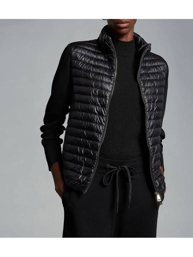 Women's High Neck Wool Padded Cardigan Black - MONCLER - BALAAN 4