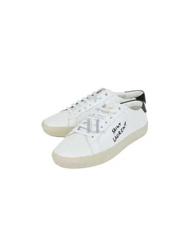 Court Classic Embroidered Low Top Sneakers White - SAINT LAURENT - BALAAN 2