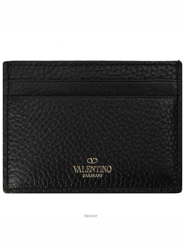 Rock Stud Card Wallet Black - VALENTINO - BALAAN 3