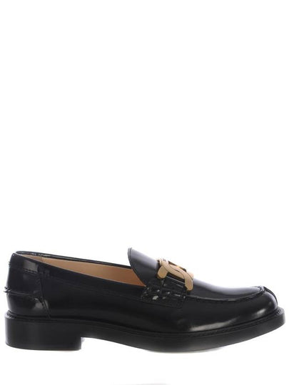 Brushed Leather Chain Loafers Black - TOD'S - BALAAN 2