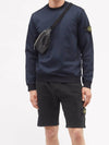 Stone Island Logo Patch Garment Dyed Sweatshirt Sweatshirt Navy 751563547 - STONE ISLAND - BALAAN 3